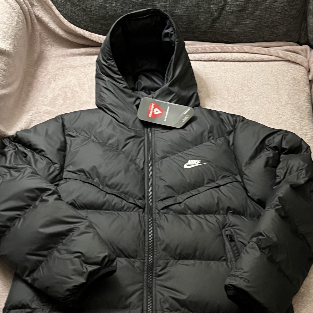 Nike Storm-FIT Parka Coat Mens Small Black Long Puffer Hooded FB8189-010 - Picture 2 of 13